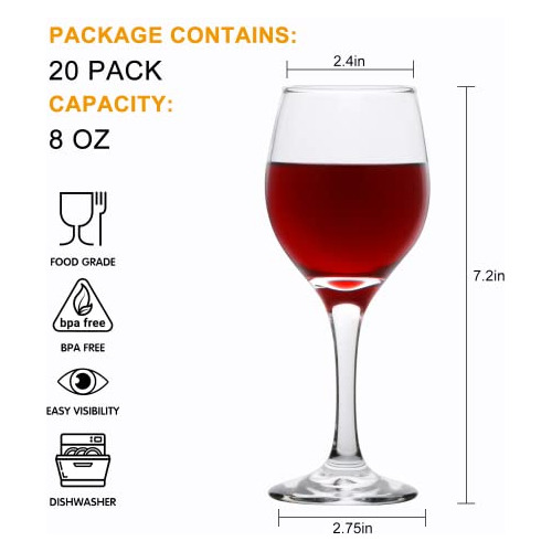 Qappda Juego De 20 Copas De Vino Blanco, Copas Pequeñas De V