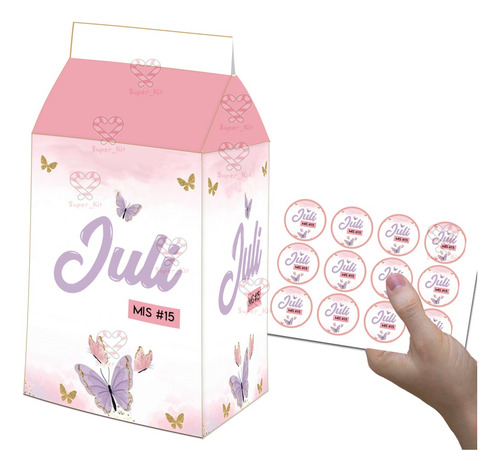 Kit Imprimible Mariposas Cajita Milkbox Personalizado