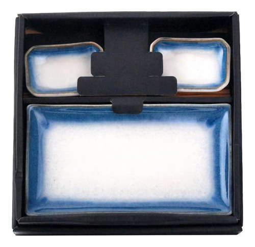 Vajilla Comedor Cerámica Blanco Azul 6 Pzs Happy Sales Hsss-