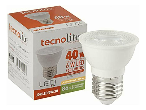 Foco Led Jdr, 6 W, Base E27, Luz Cálida 3000 K, Tecnolite,