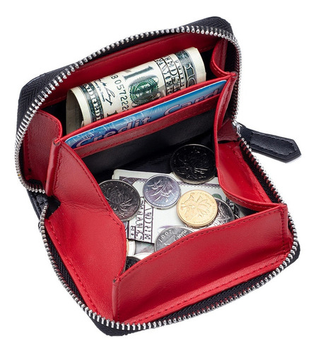 Organizador De Monedas Con Cremallera, Monedero Rfid, Antirr