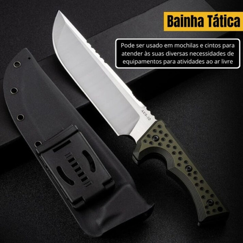Faca Tatica Full Tang Cabo G10 Lamina Aus-10 8mm