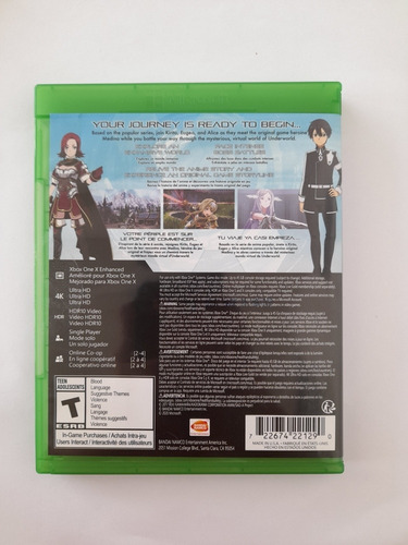 Sword Art Online Alicization Lycoris Fisico Xbox One (Usado)