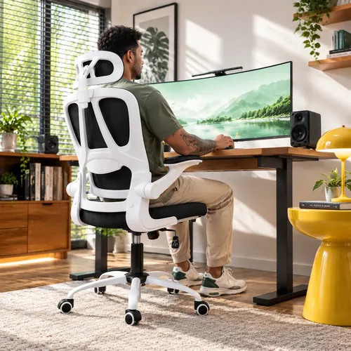 Cadeira Ergonômica De Escritorio Giratoria Suporte Lombar