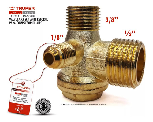 Válvula Check Para Compresor Truper 11931 Anti-retorno