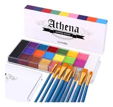 Kit Maquillaje Profesional Ucanbe Body Paint con 20 Colores y 10 Brochas para Rostro y Cuerpo