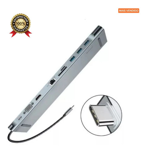 Dock Station Usb C 11 Em 1 Hdmi Lan Hp Sony Lenovo LG Xiaomi