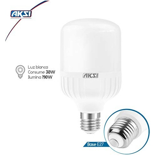 Foco Led Tipo T 30w E27 Blanca 6500k Pack 4focos 116422 Aksi