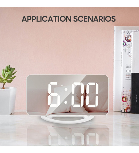 D Despertador Led Con Espejo: Brillo Ajustable,