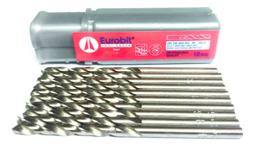 Mechas Brocas Acero Rapido Hss 950 Mm 9.50 Mm Eurobit 10 Uni