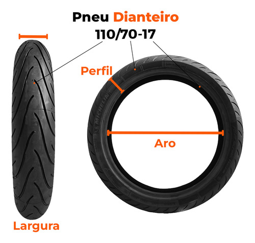 Pneu Fazer 250 Fz25 Dianteiro 110/70-17 Sem Camara Michelin
