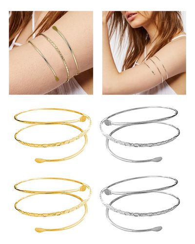 4 Peças Pulseiras Femininas De Punho Aberto Pulseira De