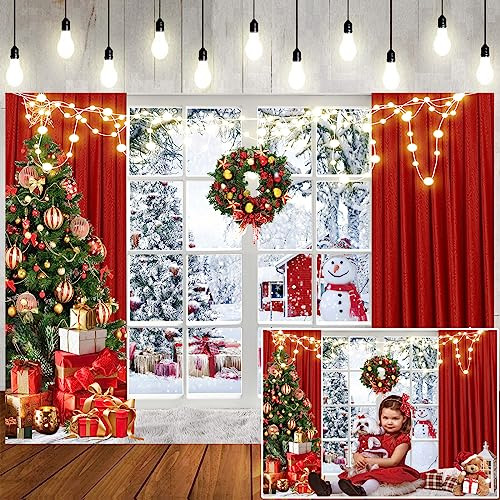 Ltlyh Red Christmas Photo Backdrop 7x5ft Winter Snow Byltr