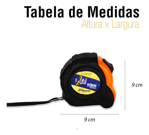 Imagem 4 de 6 de Trena Manual Premium Métrica 10 Metros Srong Freio Multiuso