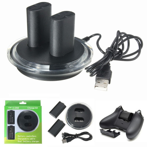 Kit 2 Baterías + Base + Cable Xbox One Carga Y Juega