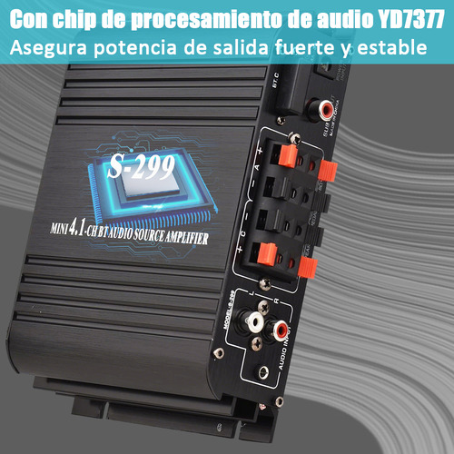 Amplificador De Audio Hifi Estereo Bluetooth Bt/aux/rca/tf/usb/sd/mp3 4.1 Canales 800 W Alta Potencia Para Casa Ampliamente Compatible Con Mando A Distancia Con Interfaz Para Subwoofer S-299
