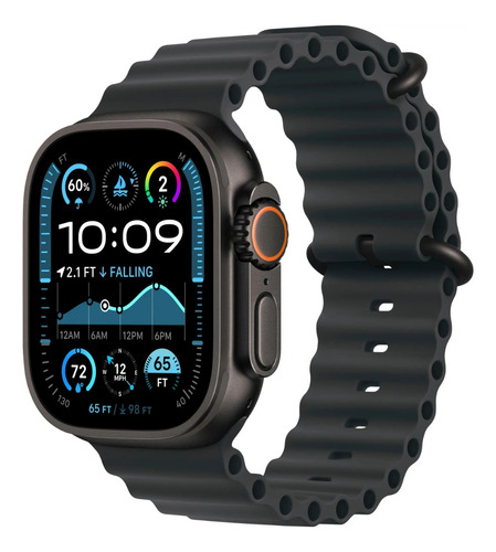 Apple Watch Ultra 2 49mm Pulseira Oceano Preta Gps Preto Correa Ocean Preto Titânio