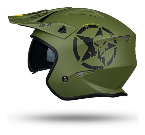 Casco Abierto Ufo Sheran Jet Con Visor Interno Verde