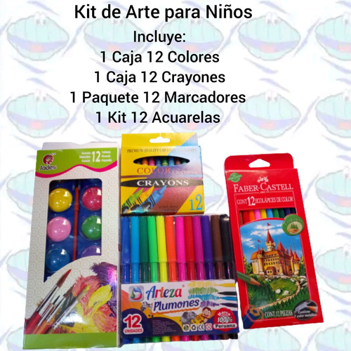 Kit De Arte Para Niños / Acuarelas / Colores / Marcadores