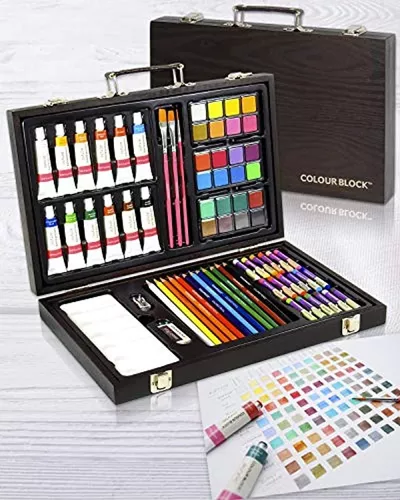  Colourblock - Set de pintura en caja de regalo Juego de dibujo,  pintura para colorear de calidad Gran regalo para el artista que apenas  comienza : Arte y Manualidades