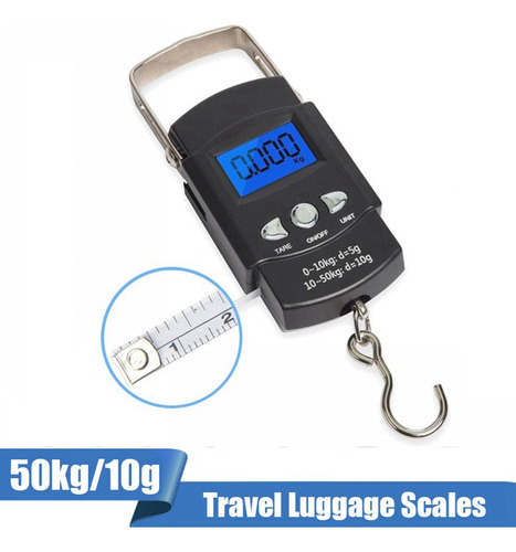 1 Báscula De Viaje De 50 Kg, Báscula De Pesca Digital Sin Ba