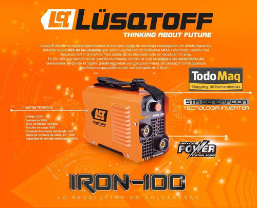 Imagen 4 de 8 de Soldadora Inverter Iron + Máscara + Escuadra Mag X 2u. Kit