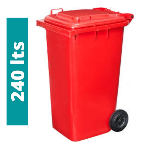 Contenedor Basura 240 Lts Rojo Sin Pedal