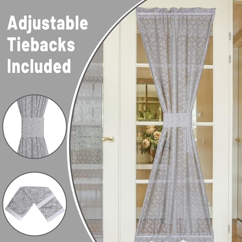 Conjunto De 2 Cortinas Grises Traslúcidas Para Puertas Franc