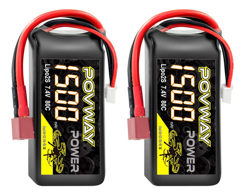 Povway Batería Lipo Rc De 1500 Mah 2s 7.4v 80c Con Enchufe D