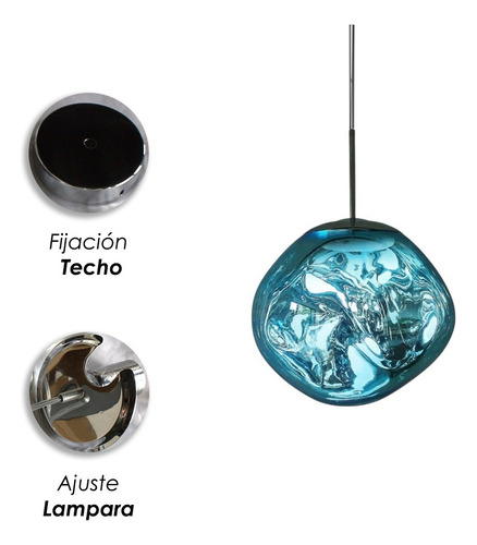 Lámpara Colgante Acrílica Moderna 20cm Diseño Contemporáneo Estructura Azul