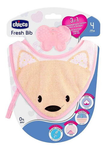 Imagen 2 de 2 de Chicco Babero Y Mordedera Fresh Bib, Color Rosa