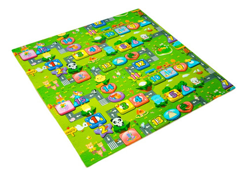 Tapete Didáctico Infantil Animales Foamy Piso Suave Bebés Verde Animales