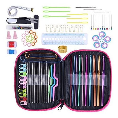 Kit Organizador Ganchos Aguja Crochet Aluminio Multicolor