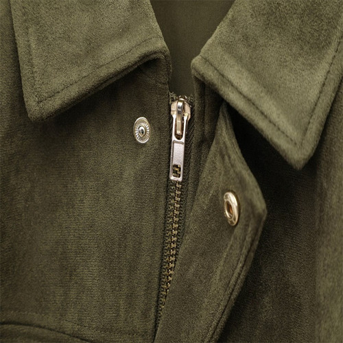 Chaqueta Bomber De Ante Holgada De Moda Para Mujer