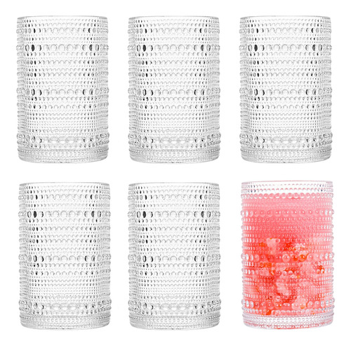 6 Vaso S 15 Onza Cristaleria Hobnail Base Pesada