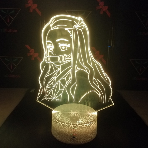 Imagen 3 de 10 de Lámpara 3d Nezuko Kamado Demon Slayer Base Agrietada