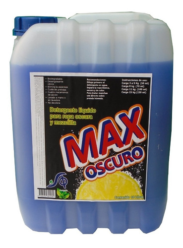 Detergente Liquido Desengrasante Para Ropa Oscura 10 Litros