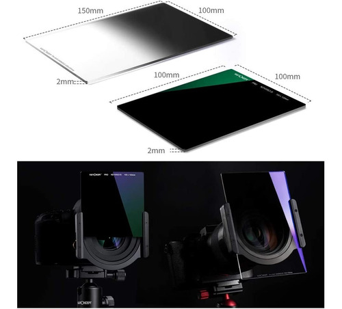 Imagem 3 de 7 de Filtro Nd1000 100x100mm + Suporte + Nd Graduado Gnd8 0.9 Kf