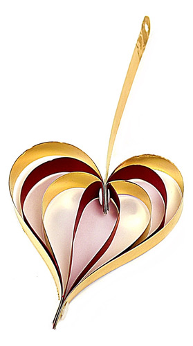 Enfeite Decorativo Corações Vermelho E Dourado 4 Peças