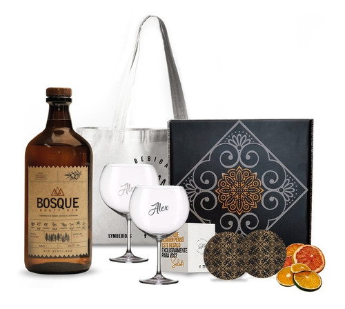 Kit Regalo Gin Bosque 500ml. Box + 2 Copas Transparentes
