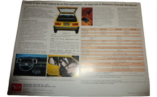 Daihatsu Charade Runabout 1980 Folleto De Venta Original (Usado)