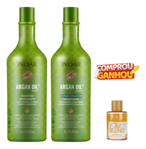 Kit Shampoo + Condicionador Hidratação Argan Inoar - 1l