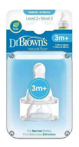 2 Tetinas De Cuello Estándar Nivel 2 Dr Brown's Options+ 6m+