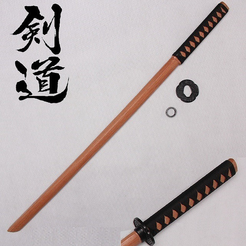 Katana Espada Bokken Con Tsuba Color Negro Sable Samurai
