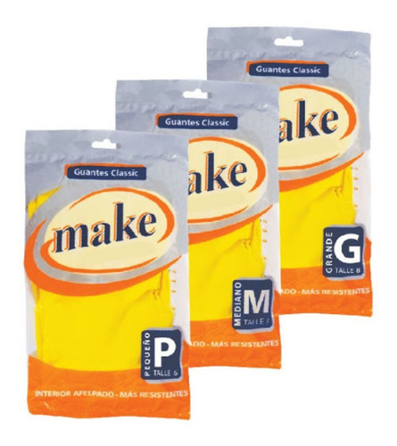 Guantes Make Afelpados Caja X 144 Unidades Todos Los Talles Amarillo