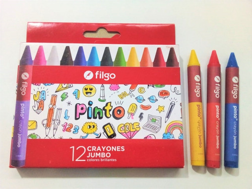 Crayones De Cera Filgo Jumbo X 12 No Tóxicos Lavables 