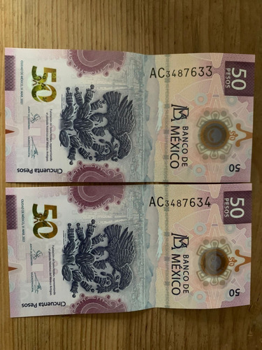 Billetes Nuevos De 50 Pesos Ajolote 3 Piezas 