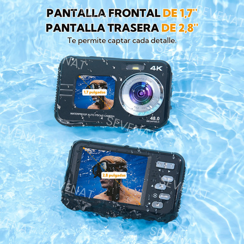 4k Vídeo Cámara Acuática Impermeable De Acción 2 Pantallas