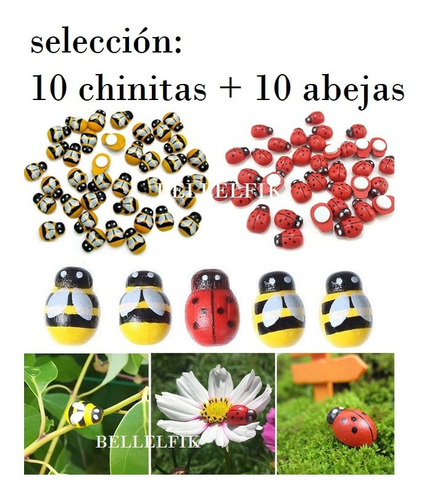 20 Chinitas Abejas De Madera Insectos Sticker Manualidades