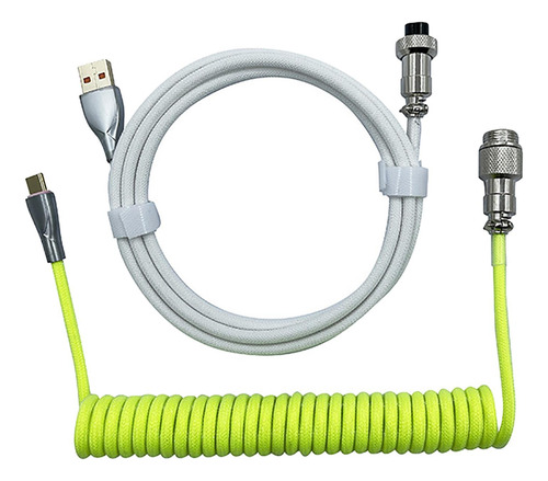 Cable En Espiral Usb A Tipo C Cable De Teclado Recto Verde